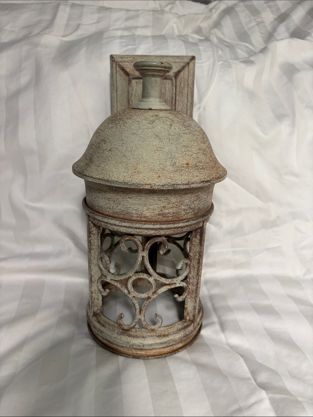 Rustic Cream Wall Lantern with Scrollwork